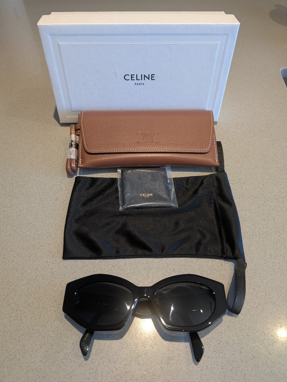 Celine Black Oversized Women's Sunglasses with Brown Case
